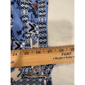Free People Mini Skirt Womens Small Blue Geometric Print Ruched Detailed Pull On thumbnail 10