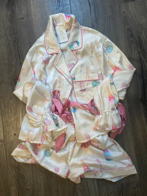 Peach Love California Champagne Print Pajama Set thumbnail 3