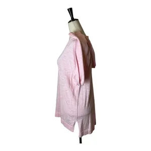 Elliott Lauren‎ Pink Cotton Blend V Neck Lightweight Hooded Sweater Size M thumbnail 6