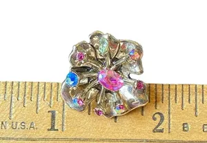 Betsey Johnson Blooming Flower Iridescent Rhinestone Blues Greens Earrings Fairy thumbnail 6