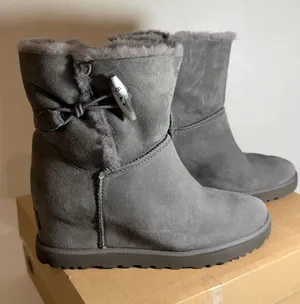 UGG Gray Suede Shearling Ankle Booties thumbnail 1