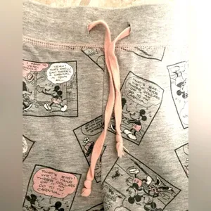 Disney Sleepwear Mickey‎ & Minnie Grey & Pink Sweatpants Women’s Size Large thumbnail 3