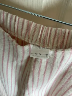 Zara Pink & White Striped Cotton Wide-Leg Pants - Size 13-14 thumbnail 5