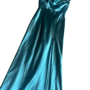 Birdy Grey Mia Shiny Satin Dress Gown Sea Glass High Slit Small Women's NWT thumbnail 5