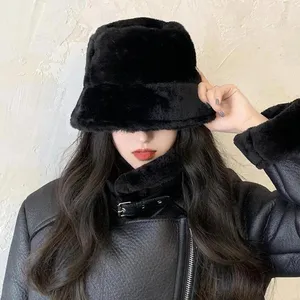 Autumn Winter Women's Fashion Hat Girl Plush Fluffy Fisherman Hat thumbnail 1