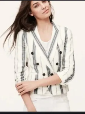 NWT!! Women’s Linen Blend Striped Blazer Jacket thumbnail 1