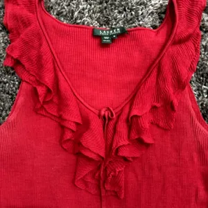 Lauren Ralph Lauren Ruffle Detail Tank Top Blouse in Red, Size M​​​​​ thumbnail 2