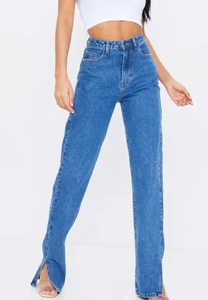 Mid Blue Wash Split Hem Jeans Size 6 thumbnail 1