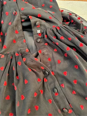 The Vintage Shop Black Red Heart Mesh Dress Size S/4 Retro Romantic thumbnail 8