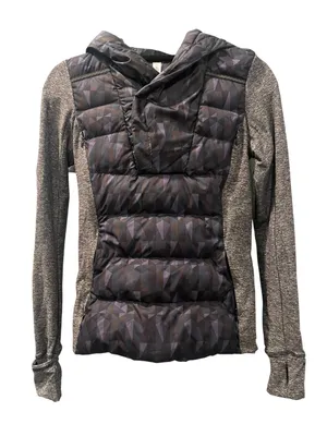 Lululemon Goose Down Hooded Geometric Purple Pullover Jacket Size 4 Casual Gray thumbnail 1