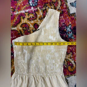 One shoulder smocked maxi dress Orange thumbnail 2