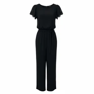 Express Classic Black Jumpsuit with Lace Sleeves thumbnail 2
