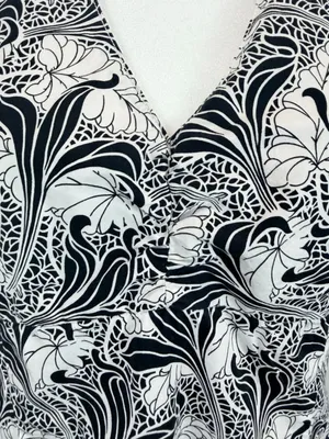 Tommy Hilfiger Women Size 12 Halter Dress Black White Floral Cotton Midi‎ thumbnail 8