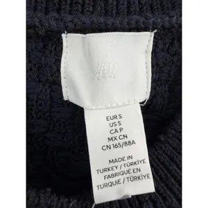 NWT H&M Textured Knit Cardigan Womens S Navy Blue Gold Crest Button Old‎ Money thumbnail 5