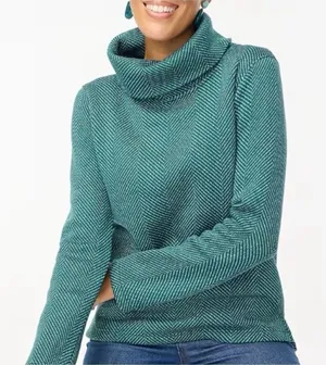 J. Crew Women’s Long Sleeve Funnel Neck Pullover Sweater Green XL‎ thumbnail 1