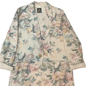San Moire Vintage Woman Size S 80's Floral Pastel Oversized Retro Grandma Blazer thumbnail 1