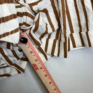 Mango MNG Brown Cream Abstract Stripe Belted High Rise Pleated Shorts Size 2 thumbnail 5