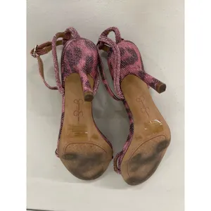 Jessica Simpson sz9 pink jewel rhinestone animal print cheetah heels open toe thumbnail 6