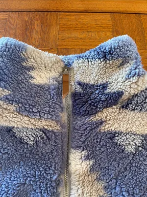 Thread & Supply Light Blue and Cream Sherpa Zip Hoodie M thumbnail 3