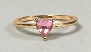 Gold Pink Heart-Shaped Gemstone Band Ring Jewelry Size 7 🩷✨ thumbnail 2