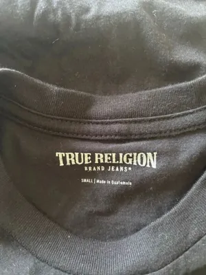 True Religion Gold Stud Embellished Crew Neck Tee Womens Small Black Bling thumbnail 3
