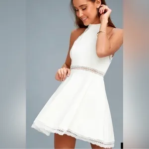 NWOT Lulus Reach Out My Hand White Lace Skater Dress Small thumbnail 3