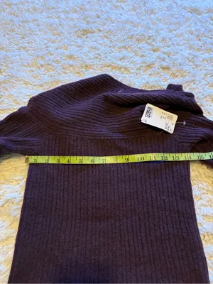H&M Dark Purple Off-Shoulder Ribbed Women’s Sweater thumbnail 5