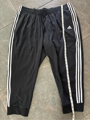 Adidas Women’s Black White Striped Joggers 3X NEW thumbnail 3