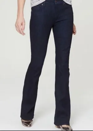 Ann Taylor loft 6 or 28 dark wash curvy flare mid rise low rise jeans thumbnail 1
