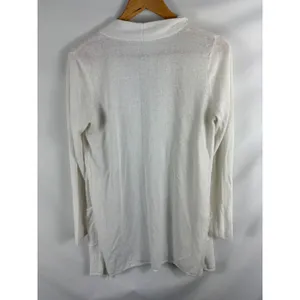 LOFT White Longline Knit Cardigan Size Small thumbnail 3