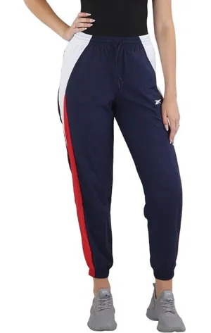NWT Reebok Womens Colorblock Nylon Track Pants IT5650 Vector Navy Blue S thumbnail 1