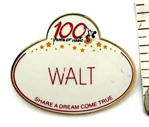 Disney Pin 100 Years of Magic WALT Name Tag Cast Exclusive WDW 2001 Mickey Badge thumbnail 1