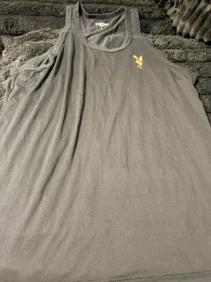 PLAYBOY Black Tank Top with Gold Bunny Emblem thumbnail 2