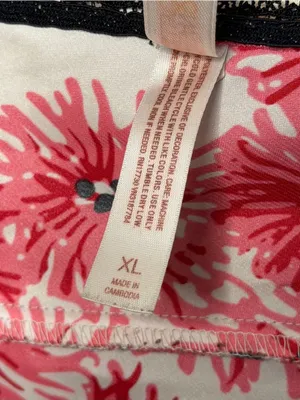 Lilly Pulitzer White and Pink Floral Satin Chemise with Black Lace thumbnail 7
