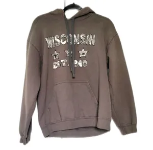 Gildan Size Large Gray Wisconsin Hoodie thumbnail 1