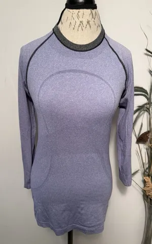 Lululemon Purple Gray Black Trim Swiftly Tech Long Sleeve‎ Top Sz 8 thumbnail 1