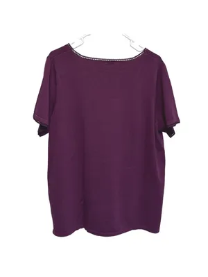 Avenue Purple Short Sleeve Knitted Trim Top Plus Size 18/20 thumbnail 2
