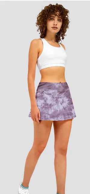 Stelle Pleated Tennis Skirt - Lavender & White Tie-Dye | Size Large thumbnail 1