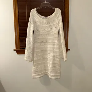 NWOT Zara White Knit Long Sleeve Knee-Length Square-Neck Dress 3433/003/250 thumbnail 8
