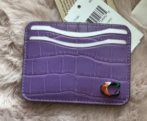 Coach Wavy Card Case Purple Croc Embossed Coachtopia Leather Slim CT386 thumbnail 6