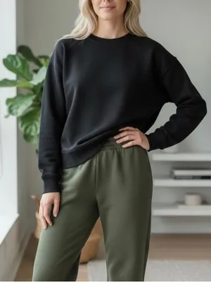 PACT Organic Cotton Crewneck Sweatshirt in Black Unisex Size Small Pullover thumbnail 2