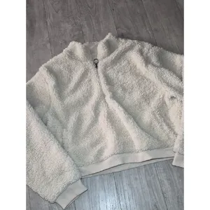 Lucky Brand Ivory Sherpa Half-Zip Pullover Soft Fuzzy Cozy thumbnail 2