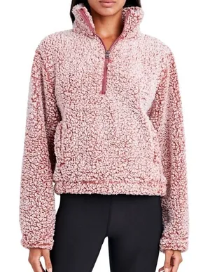 NWT Sage Collective Jet Setter Berber Fleece Half-Zip Sweater Dark‎ Brown Size M thumbnail 1