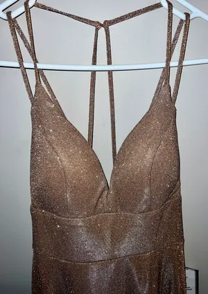 Nude Glitter Formal Dress️ Gold Size 4 thumbnail 4