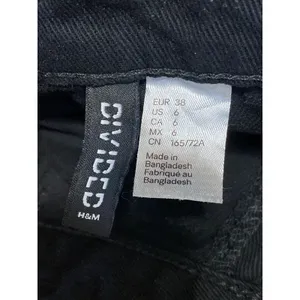 H&M Women's Black High Waisted Wide Leg Baggy Y2k Relaxed Denim Jeans Size 6 thumbnail 5