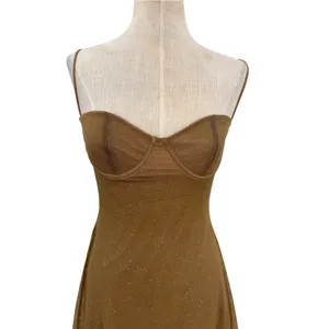 Babyboo Pixie Gold Sparkle Mesh Underwire Bustier Mini Dress Size Small thumbnail 3