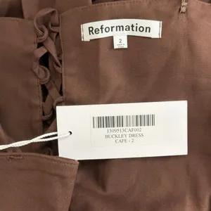 Reformation Buckley Strapless Midi Dress Brown Stretch Organic Cotton Size 2 New thumbnail 8