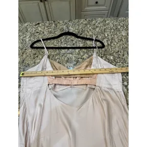 By Anthropologie Colorblock Satin Slip Dress Lounge Wear size XL cream color thumbnail 11