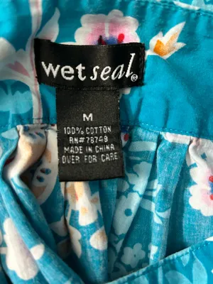 Wet Seal Teal Blue Floral Circle Mini Skirt MD thumbnail 7