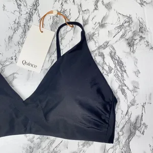 NWT Quince Black Italian V-Neck Bikini Swim Bathing Suit Top Women's Size Small thumbnail 3
